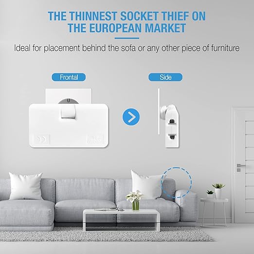 Flat wall socket rotating 180º