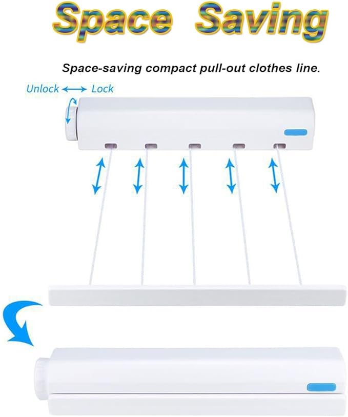 Retractable folding wall clothesline