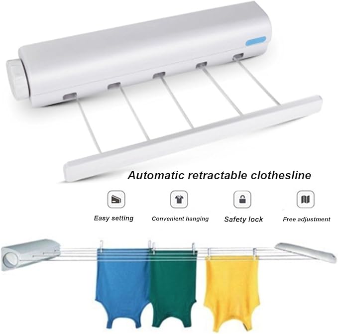 Retractable folding wall clothesline